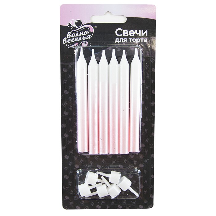 Свечи набор Сверкающие искры Белый Розовый Металлик 8см (уп6) ВВ