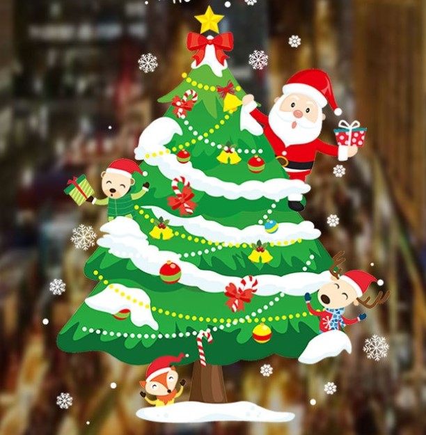 Наклейка Новогодняя елочка 60х90см Разноцветный 1 лист