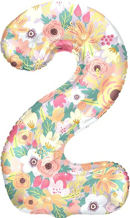 Шар фольга Цифра 34''/FL Цветочный вальс "2"