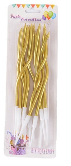 Свечи набор Металлик Витая тонкая Золото 13см (уп12) АА