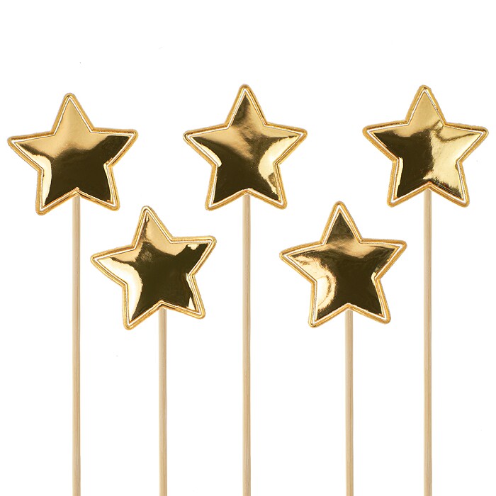 Пики Топперы Звезда Золото металлик 12см уп5