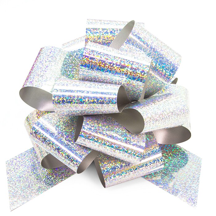 Бант 6х21см голография Серебро ДБ