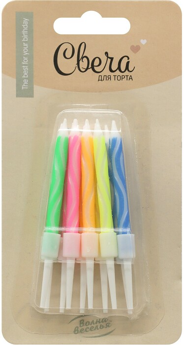 Свечи набор Волна Нежное Ассорти 6см (уп10) ВВ