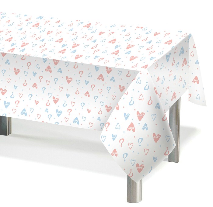 Скатерть ПЭТ 137х183см Гендер Пати Белый Розовый Голубой