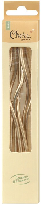 Свечи набор Спирали Люкс Белое Золото Металлик 12см (уп6)