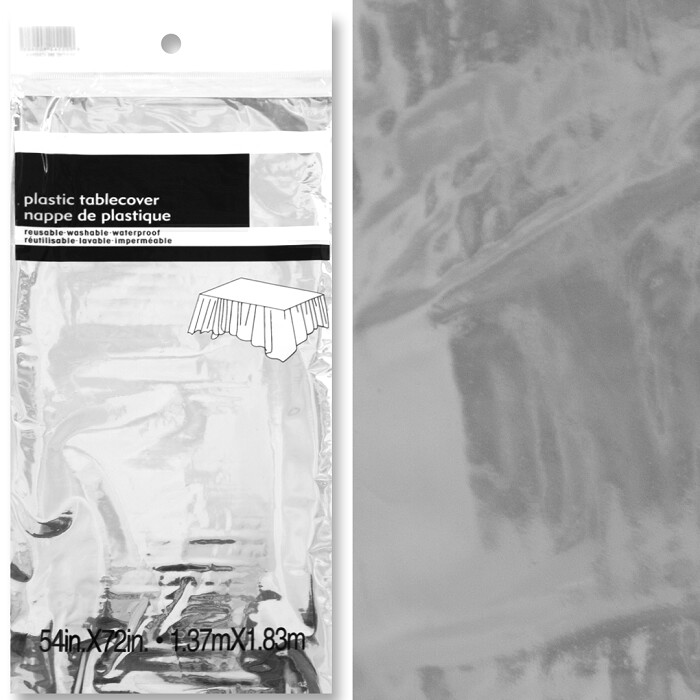 Скатерть ПЭТ 137х183см однотонная Серебро металлик