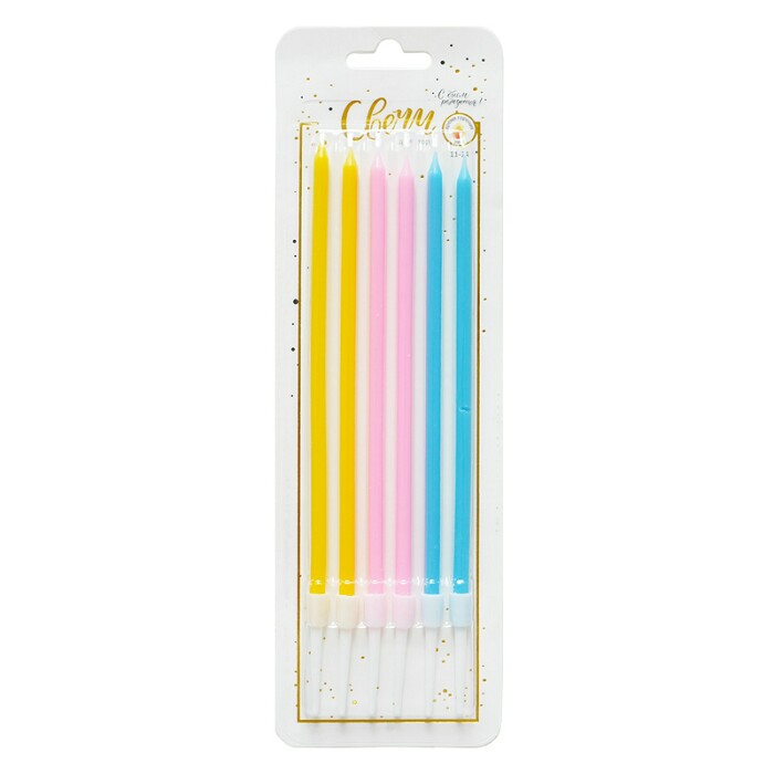 Свечи набор Неон Микс Макаронс 14см (уп6) ВС