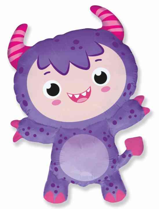 Шар-фигура 34" 86 см, фольга Маленький чертёнок, сиреневый