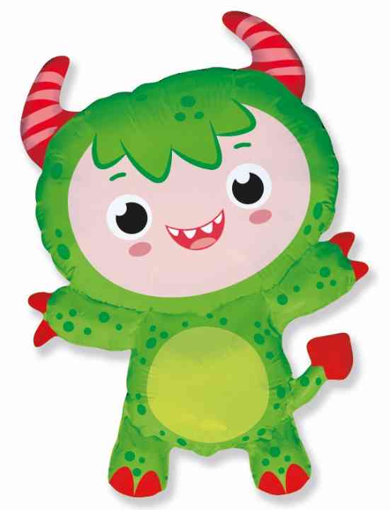 Шар-фигура 34" 86 см, фольга Маленький чертёнок, зелёный