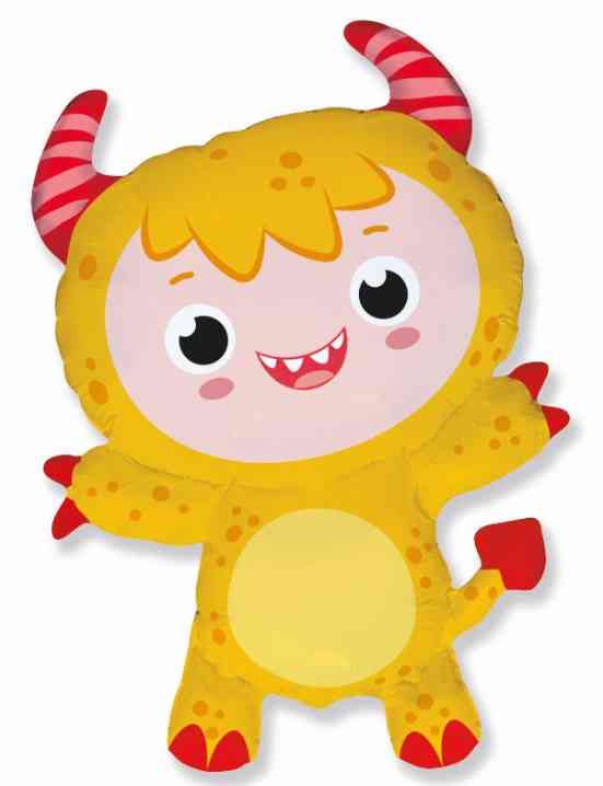 Шар-фигура 34" 86 см, фольга Маленький чертёнок, жёлтый