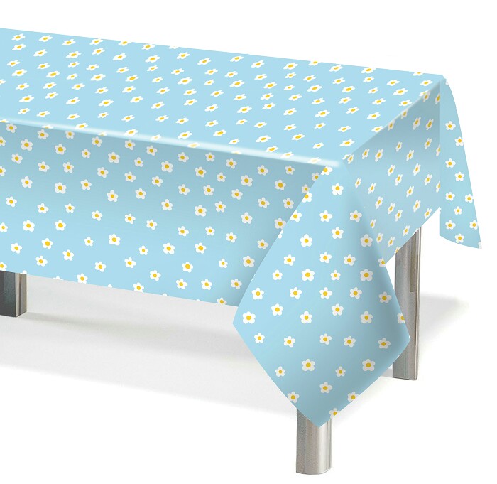 Скатерть ПЭТ 137х183см Ромашки Голубой