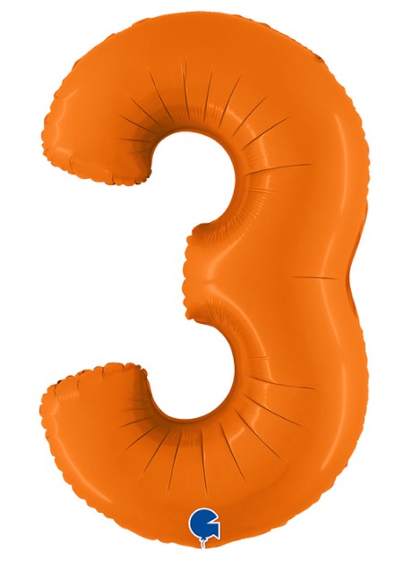 Шар фольга Цифра 40"GR Оранжевый Сатин "3"