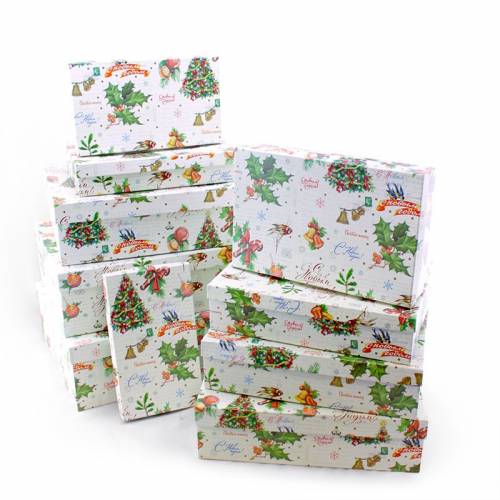 НГ Коробка прямоугольник Новогодние мотивы 26х16х6см 1шт Россия