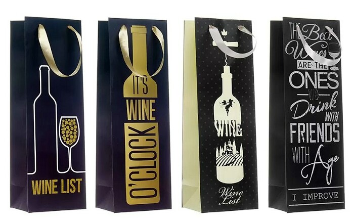 Пакет под бутылку Wine Time в ассортименте 36х12х9см