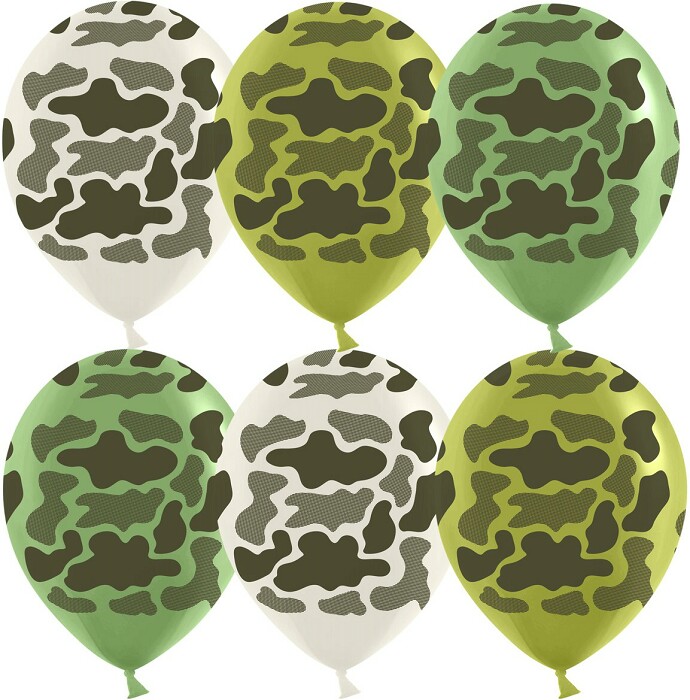 Шар латекс с рисунком 12'' ДБ пастель Камуфляж Ассорти 5ст (25шт)