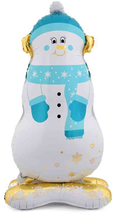 Шар фольга фигура AIR Снеговик голубой шарф 47" 119смВЗ (упак)