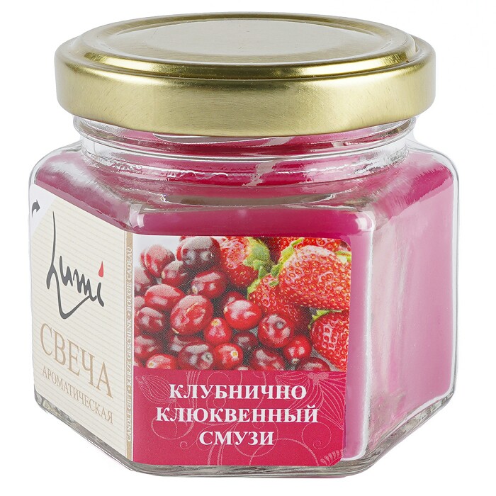 Свеча ароматическая в банке Клубнично-Клюквенный Смузи 5х6см