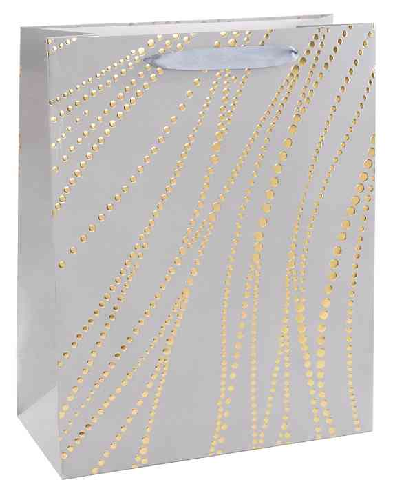Пакет бумажный XL 31х41см Золотые нити Дизайн №3 Серебро Металлик