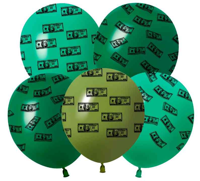 Шар латекс с рисунком 12"512 пастель Доллары (25шт)
