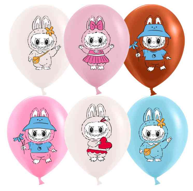 Шар латекс с рисунком 12" ДБ пастель Плюшевые эльфы Милые друзья (25шт)