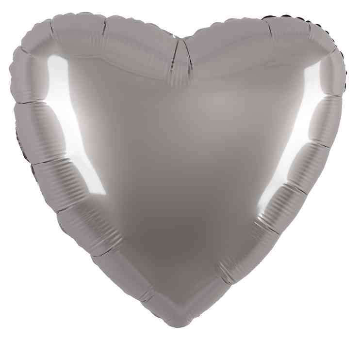 Шар фольга без рисунка 18" Fm сердце матовый Лунное Серебро 1204-1602