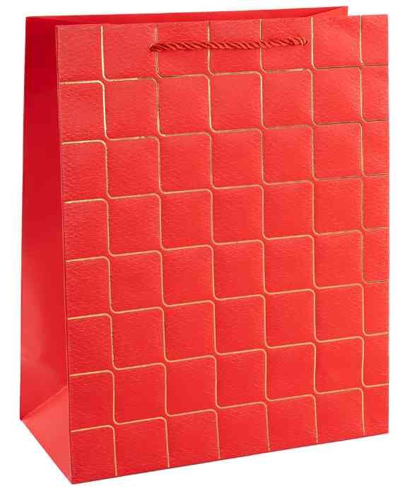 Пакет бумажный L+ 31х44см Золотые квадраты Дизайн №2 ДБ