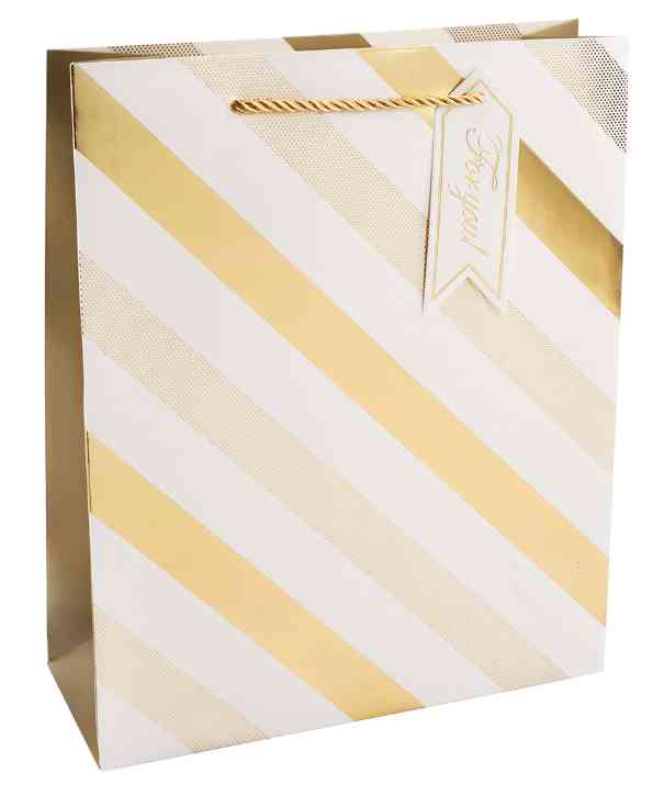 Пакет бумажный XL 31х41см Золотой принт Дизайн №4
