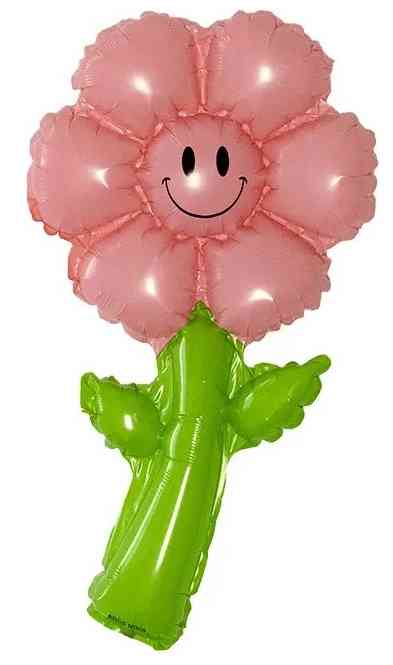 Шар фольга мини с клапаном Цветок Ромашка Розовый 17" 43см FL