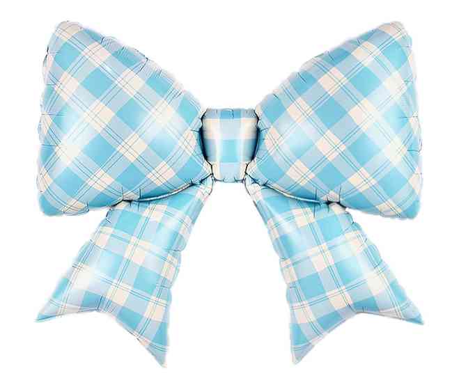 Шар фольга фигура Бант Клетка Виши Голубой Сатин 38" 97см FL (упак)