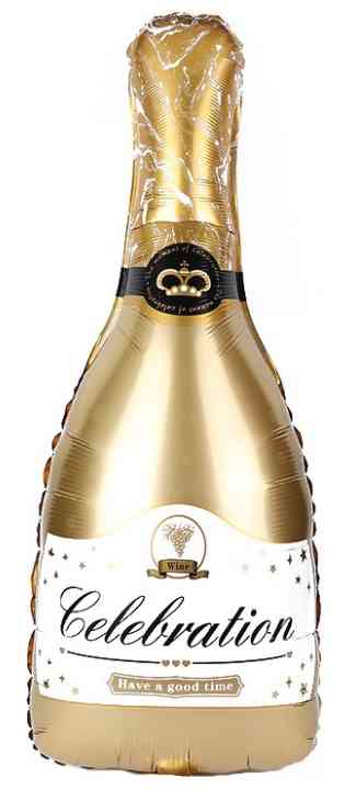 Шар фольга фигура Бутылка Шампанское Золото 37" 94см FL