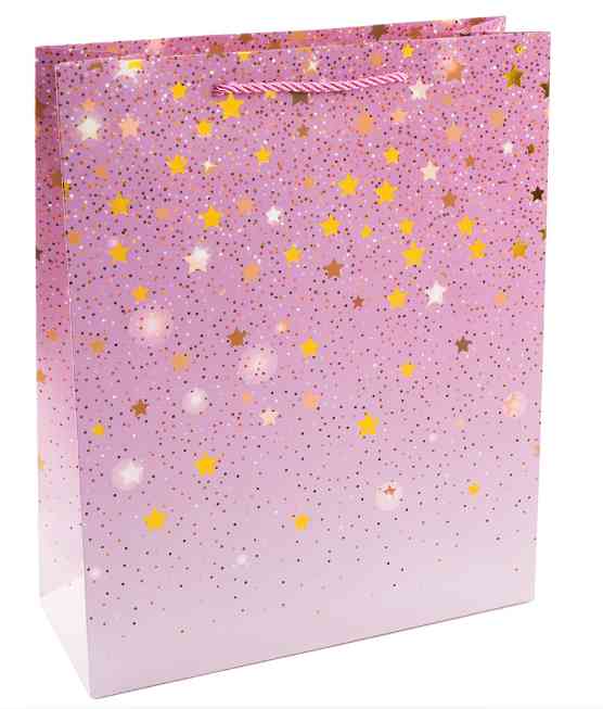 Пакет бумажный L 26х32см Звездные искры Дизайн №1 ДБ