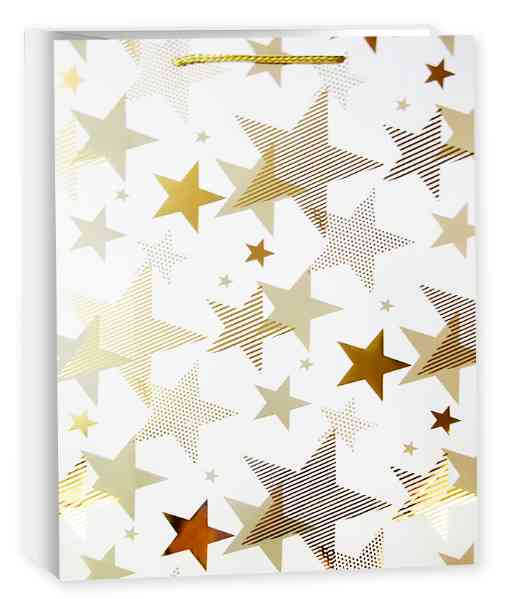 Пакет бумажный L 26х32см Мириады звезд Белый