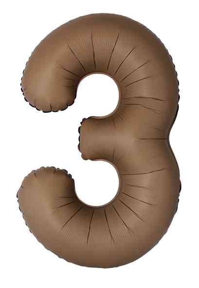 Шар фольга Цифра 40" Fm Slim Шоколад Матовый "3" (упак)