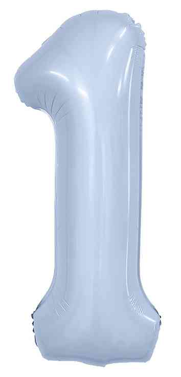 Шар фольга Цифра 40" AG Slim Небесный "1" (упак)
