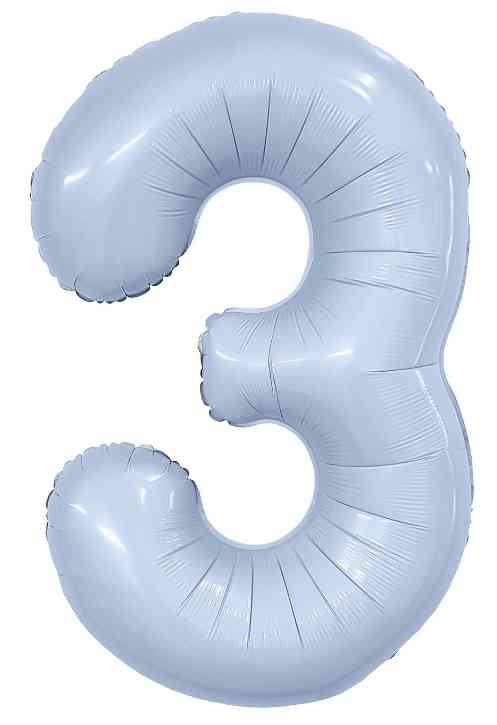 Шар фольга Цифра 40"AG Slim Небесный "3" (упак)