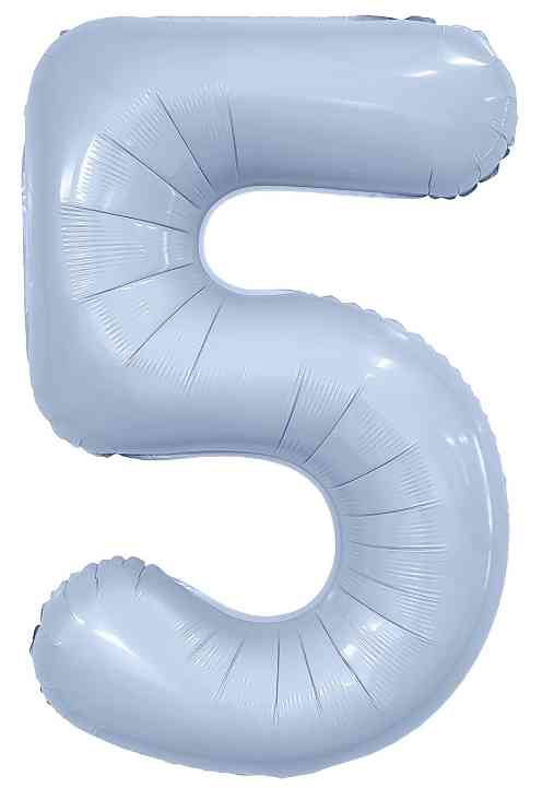 Шар фольга Цифра 40"AG Slim Небесный "5" (упак)