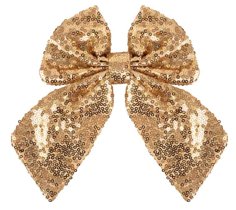 Декоративное украшение бант Праздничные пайетки Золото с блестками 14х18см (уп2) ВВ