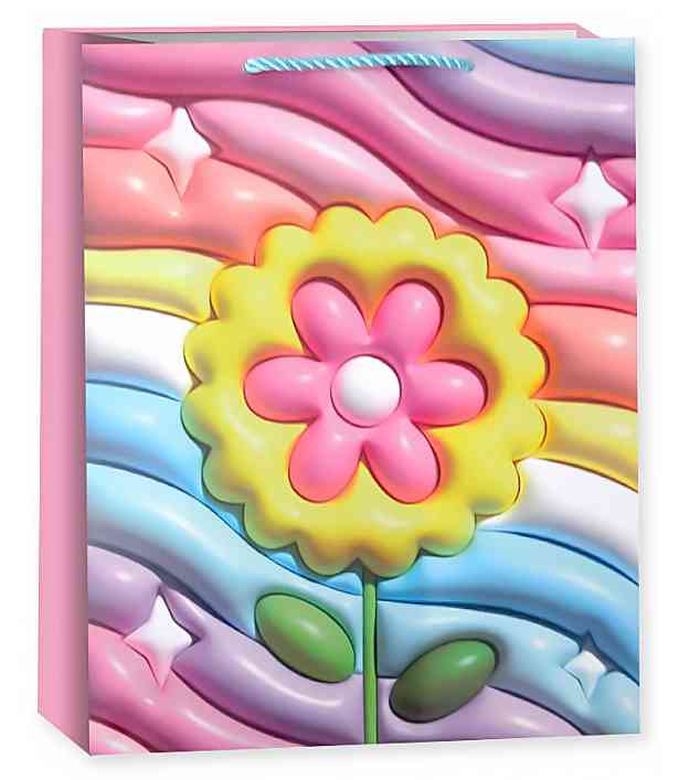 Пакет бумажный M 18х23см Красочный цветок Дизайн №1