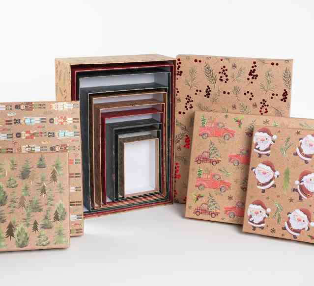 НГ Коробка прямоугольник 29х21х8см Новогодний микс