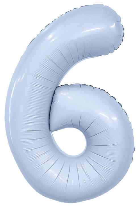 Шар фольга Цифра 40"AG Slim Небесный "6" (упак)