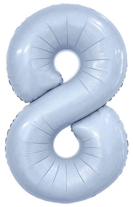 Шар фольга Цифра 40"AG Slim Небесный "8" (упак)