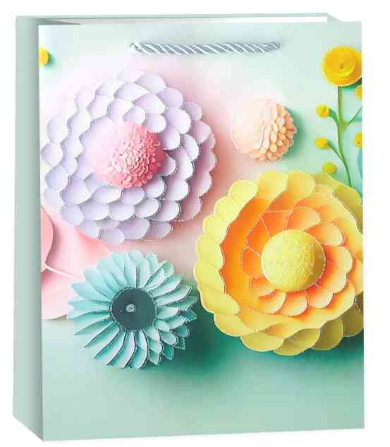 Пакет бумажный M 18х23см Бумажные цветы Дизайн №2