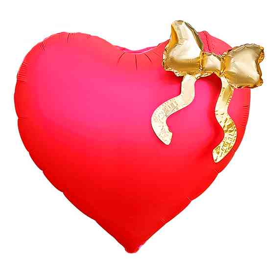 Шар фольга без рисунка 22"FL сердце сатин КрасныйЗолотой бант