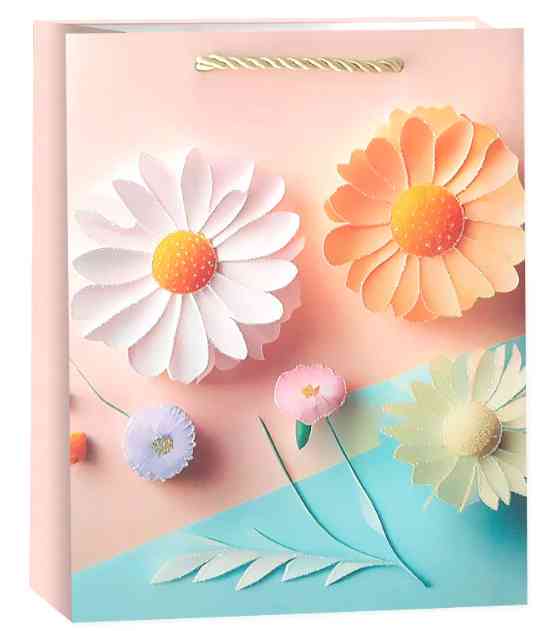 Пакет бумажный L 26х32см Бумажные цветы Дизайн №1