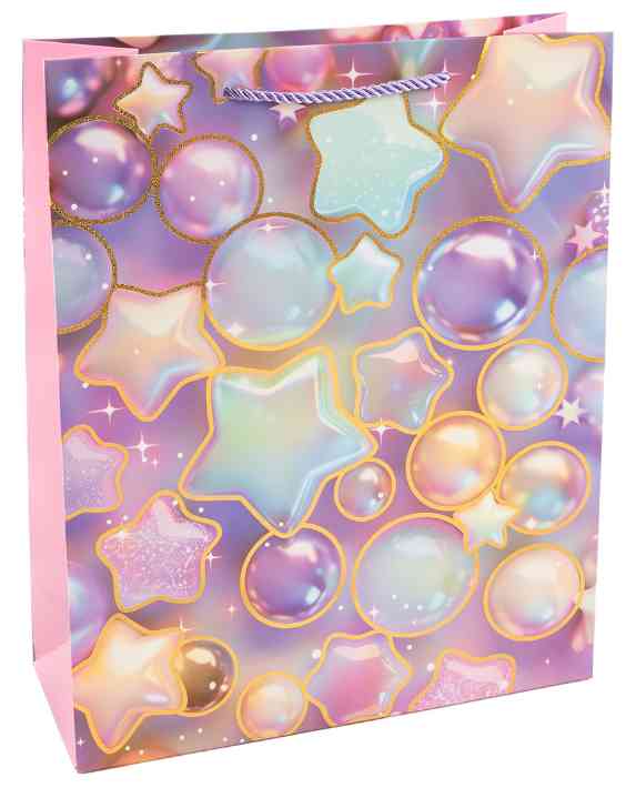 Пакет бумажный L 26х32см Волшебные звезды Дизайн №4