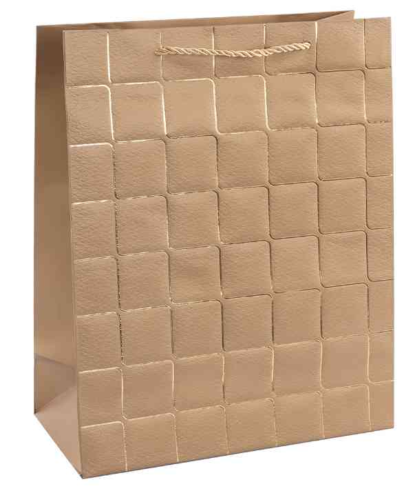 Пакет бумажный L 26х32см Золотые квадраты Дизайн №5 Золото