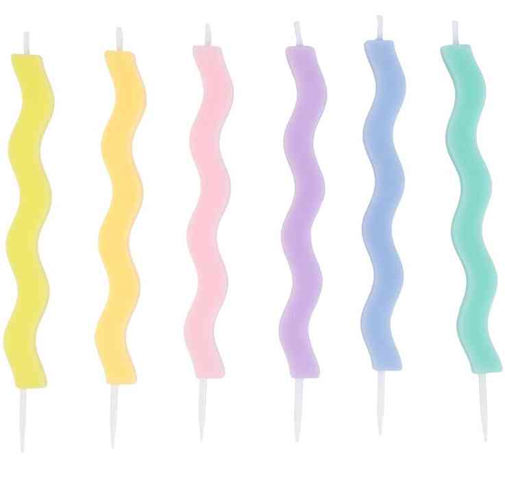 Свечи для торта 10 см, 6 шт. Волна пастельная