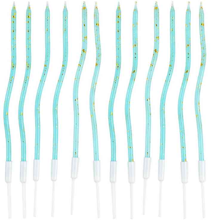 Свечи для торта 13 см, 12 шт. Волна с золотыми искрами