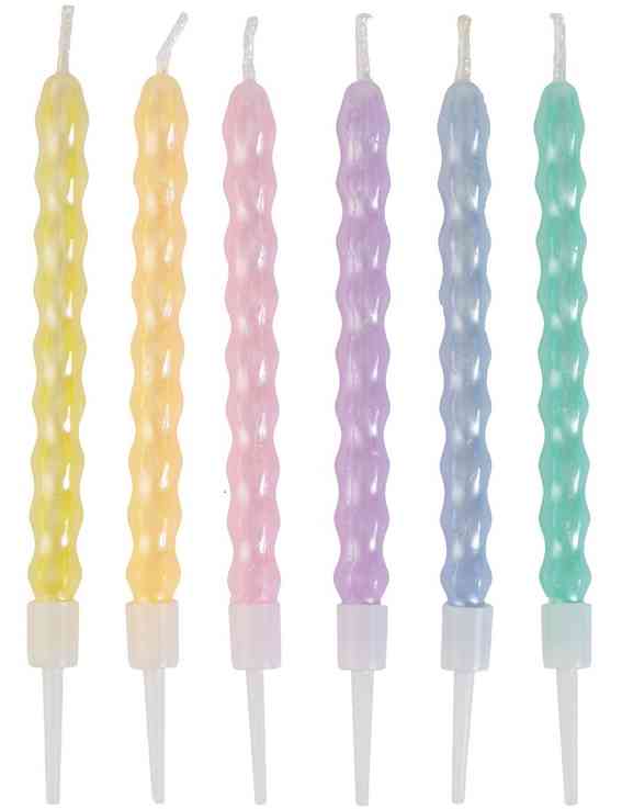 Свечи для торта 10 см, 6 шт. Косичка пастель перламутр