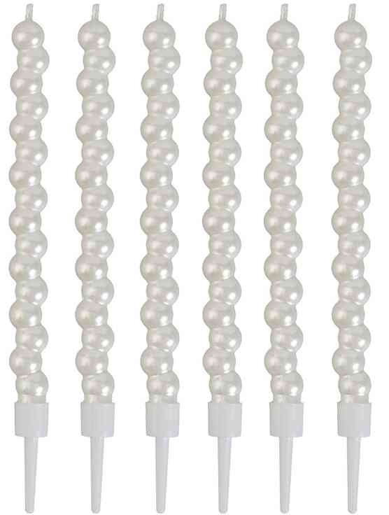 Свечи для торта 12 см, 6 шт. Пузыри белые перламутровые